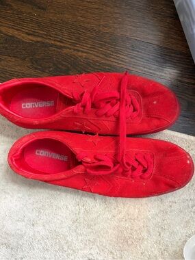 Converse Red Suede Low-Top Sneakers